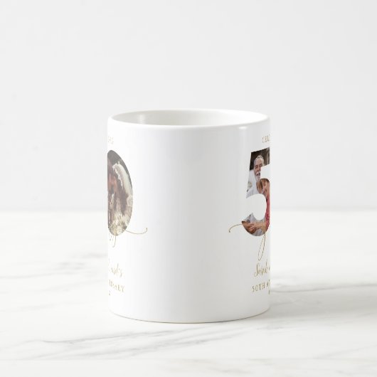 50周年記念結婚金ゴールド2写真 コーヒーマグカップ (中央)