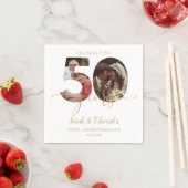 50周年記念結婚金ゴールド2写真 スタンダードカクテルナプキン (インサイチュ)