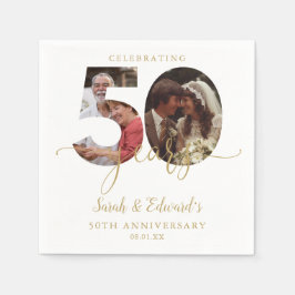 50周年記念結婚金ゴールド2写真 スタンダードカクテルナプキン