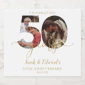 50周年記念結婚金ゴールド2写真 スパークリングワインラベル (シングルラベル)