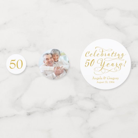 50周年記念結婚金ゴールド50年写真 コンフェッティ (裏面)