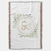 50周年記念結婚金ゴールド·グリーン·ウォーターカラー スローブランケット (正面縦)