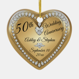 50周年記念結婚金ゴールド・ダイヤモンド記念品 セラミックオーナメント