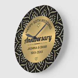 50周年記念結婚金ゴールド&ダイヤモンド ラージ壁時計