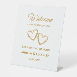 50周年記念結婚金ハート歓迎サイン 台座サイン
