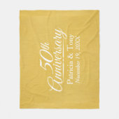 50周年記念結婚金パーソナライズされた金 フリースブランケット (正面)