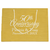 50周年記念結婚金パーソナライズされた金 ラージペーパーバッグ (正面)