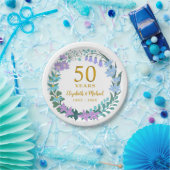 50周年記念結婚金フローラブルーベル ペーパープレート (パーティー)