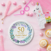50周年記念結婚金フローラブルーベル ペーパープレート (パーティー)