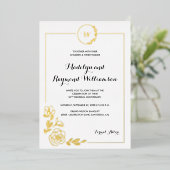 50周年記念結婚金リースモノグラム 箔招待状 (立ち正面)