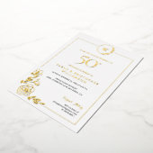 50周年記念結婚金リースモノグラム 箔招待状 (回転した状態)