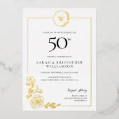 50周年記念結婚金リースモノグラム 箔招待状 (正面)