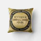 50周年記念結婚金属金ゴールド&ブラック2 クッション (裏面)