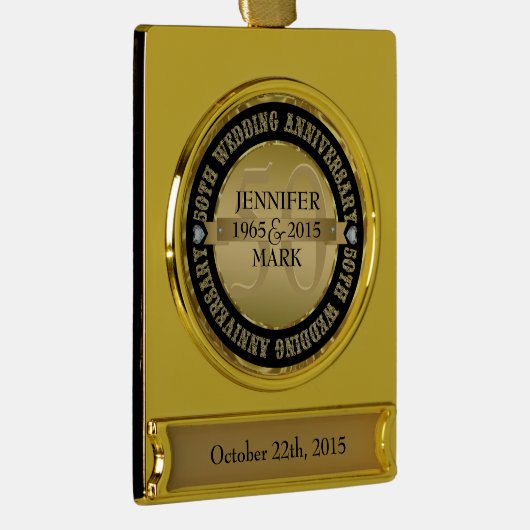 50周年記念結婚金属金ゴールド&ブラック2 ゴールドプレートバナーオーナメント (右)