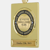 50周年記念結婚金属金ゴールド&ブラック2 ゴールドプレートバナーオーナメント (左)