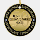 50周年記念結婚金属金ゴールド&ブラック2 セラミックオーナメント (正面)
