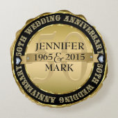 50周年記念結婚金属金ゴールド&ブラック2 ラウンドクッション (裏面)