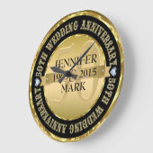 50周年記念結婚金属金ゴールド&ブラック2 ラージ壁時計 (傾斜)