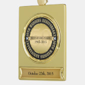 50周年記念結婚金属金ゴールド&ブラック ゴールドプレートバナーオーナメント (左)