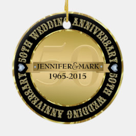 50周年記念結婚金属金ゴールド&ブラック セラミックオーナメント