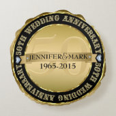 50周年記念結婚金属金ゴールド&ブラック ラウンドクッション (裏面)