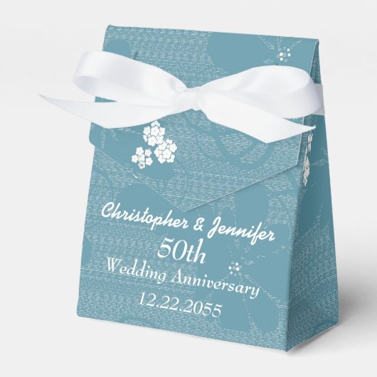 50周年記念結婚金箱青フローラ フェイバーボックス (正面サイド)