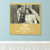 50周年記念結婚金色愛ハート写真 キャンバスプリント (インサイチュ (ウッドフロア))