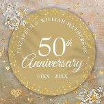 50周年記念結婚金色愛ハート ラウンドシール<br><div class="desc">50周年記念ゴールデンコレクションとコーディネートするハート。繊細な黄金のハート。50年の特別なゴールデンアニバーサリー情報をシックなホワイトレタリングでパーソナライズ。Thisisnomeによる設計©</div>