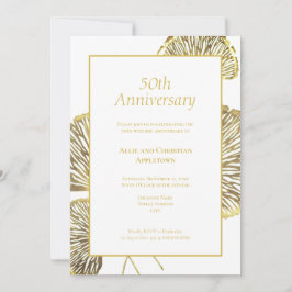 50周年記念結婚金銀杏ビロバ葉 招待状