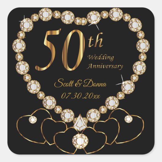 50周年記念結婚金 スクエアシール (正面)