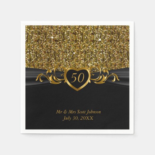 50周年記念結婚金 スタンダードカクテルナプキン (正面)