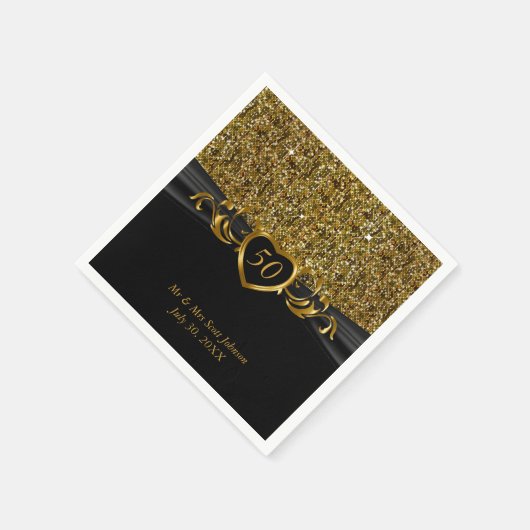 50周年記念結婚金 スタンダードカクテルナプキン (角)