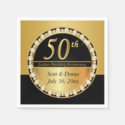 50周年記念結婚金 スタンダードカクテルナプキン (正面)