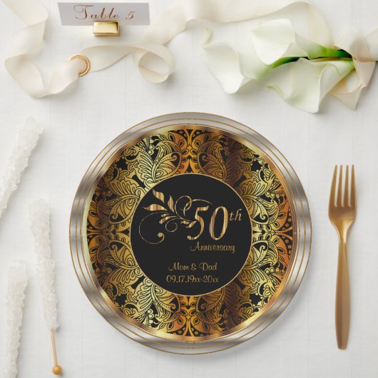 50周年記念結婚金 ペーパープレート (ウェディング)