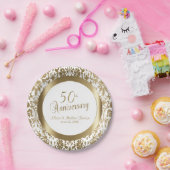 50周年記念結婚金 ペーパープレート (パーティー)