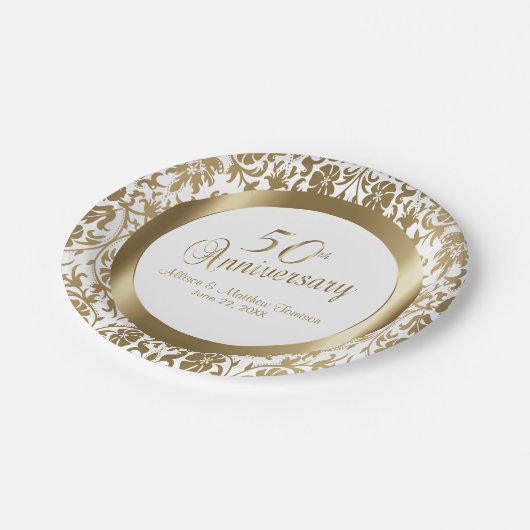 50周年記念結婚金 ペーパープレート (アングル)