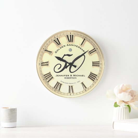 50周年記念結婚金 ラージ壁時計 (ホーム)