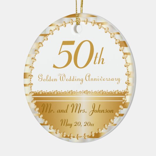 50周年記念結婚金 | DIY名称と日付 セラミックオーナメント (左)