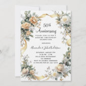 50周年記念結婚黄フローラ金ゴールド 招待状 (正面)