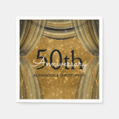 50周年記念結婚黒と金ゴールドの輝き スタンダードカクテルナプキン (正面)