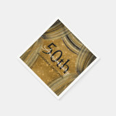 50周年記念結婚黒と金ゴールドの輝き スタンダードカクテルナプキン (角)