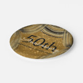 50周年記念結婚黒と金ゴールドの輝き ペーパープレート (アングル)