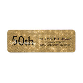 50周年記念結婚黒と金ゴールドの輝き ラベル