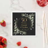 50周年記念結婚黒緑と金ゴールド緑 スタンダードカクテルナプキン (インサイチュ)