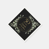 50周年記念結婚黒緑と金ゴールド緑 スタンダードカクテルナプキン (角)