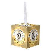 50周年記念結婚黒金ゴールド文字 キューブオーナメント (裏面アングル)