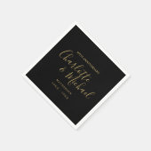 50周年記念結婚黒金ゴールド署名 スタンダードカクテルナプキン (角)