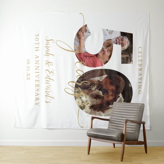 50周年記念結婚2写真背景 タペストリー (インサイチュ(横))