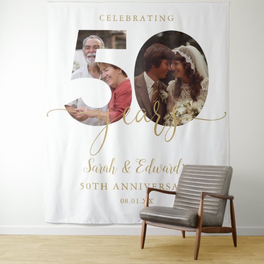 50周年記念結婚2写真背景 タペストリー (インサイチュ)