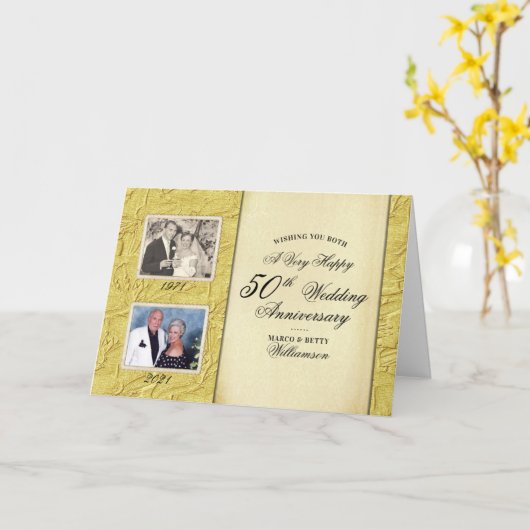 50周年記念結婚2写真 カード (黄色い花)